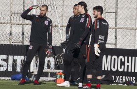 Goleiros do Timo prontos para o treinamento desta tarde no CT Joaquim Grava