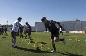 Teve treino do Corinthians no CT Joaquim Grava