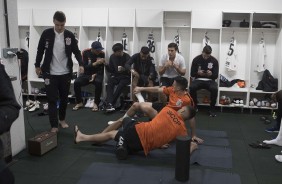 Preparação no vestiário da Arena Condá para duelo contra a Chapecoense