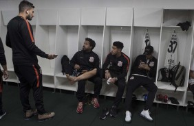 Timo no vestirio da Arena Cond antes do jogo contra a Chapecoense, pelo Brasileiro