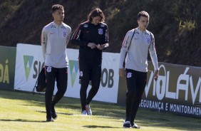 Thiaguinho, Cssio e Rodrigo Figueiredo no treino desta segunda-feira em Chapec