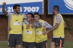 Jogadores durante o ltimo treino em Chapec