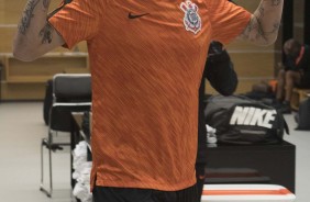 Pedro Henrique no vestirio antes do jogo contra o Grmio, na Arena Corinthians