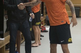 Zagueiro Pedro Henrique antes do jogo contra o Grmio, na Arena Corinthians