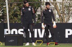 Walter e Caíque França durante o primeiro treino da preparação para o duelo contra o Fluminense