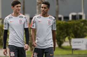 Pedrinho e Mateus Vital no treino desta sexta