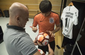 Romero nos vestirios antes de enfrentar o Colo-Colo pela Libertadores