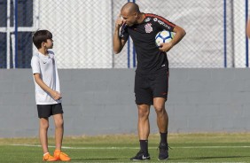 Roger e filho no treino desta tarde no CT do Timo