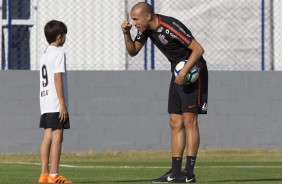 Roger e filho no treino desta tarde no CT do Timo