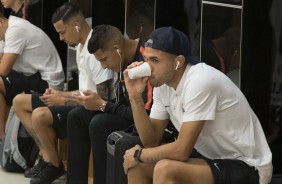 Jogadores antes do jogo contra o Atlético Mineiro