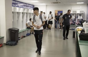 Ángelo Araos chegando ao vestiário do Castelão antes do jogo contar o Ceará