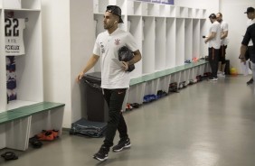 Gabriel chega ao vestirio do Castelo antes do jogo contra o Cear