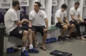 Jadson, Danilo, Romero e Henrique no vestiário do Castelão antes do jogo contra o Ceará