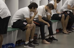 Romero e Henrique no vestirio do Castelo antes do duelo contra o Cear