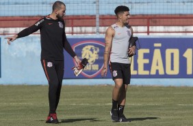 Walter e Douglas durante treino no CT do Fortaleza