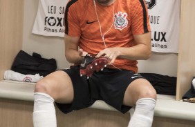 Henrique no vestiário para a partida contra o Palmeiras