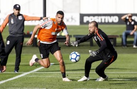 Jonathas e Walter durante o treino de hoje no CT Joaquim Grava