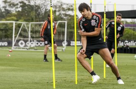 Ángel Romero no treinamento desta manhã no CT Joaquim Grava