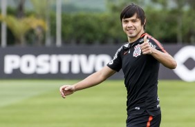 O paraguaio Romero no treinamento de hoje no CT Joaquim Grava