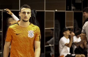 Mantuan no vestirio da Arena Corinthians para deciso contra o Flamengo, pela Copa do Brasil