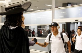 Volante Ralf em sua chegada à Arena Corinthians para decisão contra o Flamengo