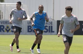 Jonathas, Sheik e Vital no treino desta tera-feira no CT