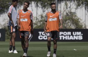 Pedrinho e Clayson no treino de hoje no CT