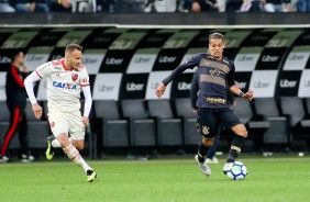 Pedrinho durante derrota para o Flamengo, na Arena Corinthians, pelo Brasileirão