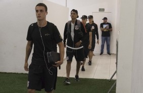 Rodrigo Figueiredo chega ao vestirio do Pacaembu apara jogo contra o Santos