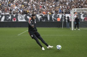 Goleiro Cássio durante treino aberto na Arena Corinthians, antes da final contra o Cruzeiro