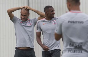 Jogadores em atividade no treino desta quarta-feira antes de enfrentar o Botafogo