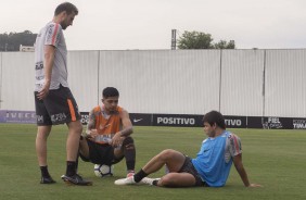 Jogadores em atividade no treino desta quarta-feira antes de enfrentar o Botafogo