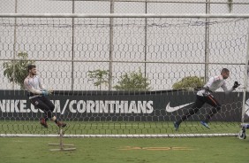 Jogadores realizam treinamentos no treino desta tarde