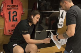 Goleiro Cssio no vestirio da Arena Corinthians antes do jogo contra o Vasco, pelo Brasileiro