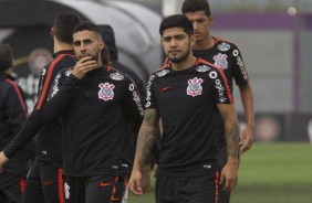 Gabriel e Sergio Daz no treino de hoje no CT em incio de preparao para jogo contra o Atltico-PR