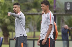 Lo Santos e Matheus Matias no treino derradeiro antes do jogo contra o Atltico-PR