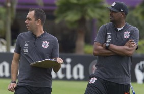 Ivan Grava e Coelho no treinamento desta quinta-feira no CT do Parque Ecolgico