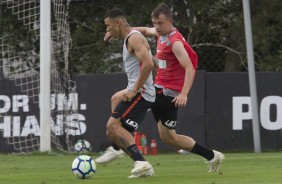 Rafael Bilu e Carlos Augusto no treino de hoje no CT