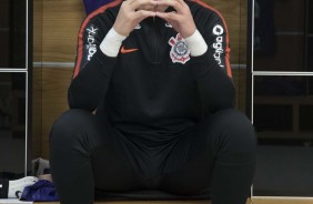 Cssio no vestirio da Arena Corinthians antes do jogo contra a Chapecoense