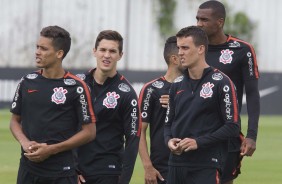 Pedrinho, Vital e Rodrigo Figueiredo no treino de hoje no CT Joaquim Grava