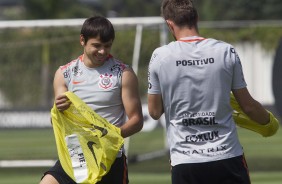 Romero e Henrique no treino de hoje no CT