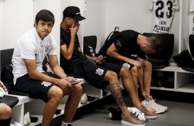 Atacante Romero no vestiário antes da partida contra o Grêmio