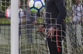 Jair Ventura no treino de hoje no CT; Timão enfrenta o Grêmio, no domingo