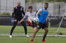 Walter, Vital e Jonathas no treino de hoje no CT Joaquim Grava