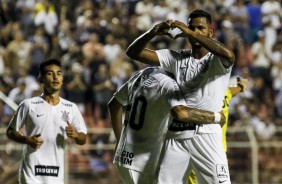 Nathan comemorando seu gol contra o Porto, pela Copinha 2019, em Itu