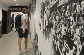 Cssio no vestirio da Arena Corinthians antes do amistoso contra o Santos