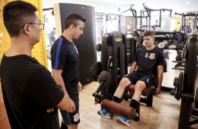 Lucas Piton durante treino do elenco sub-20 do Corinthians