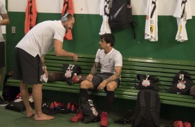 Walter e Fagner no vestirio do Brinco de Ouro, antes do duelo contra o Guarani