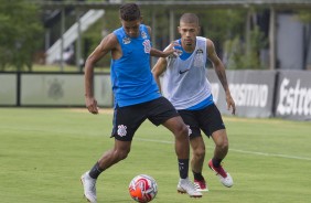 Pedrinho e Joo Victor no treinamento de hoje no CT