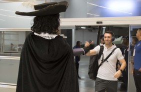 Boselli durante a chegada da equipe à Arena Corinthians, para duelo contra a Ponte Preta